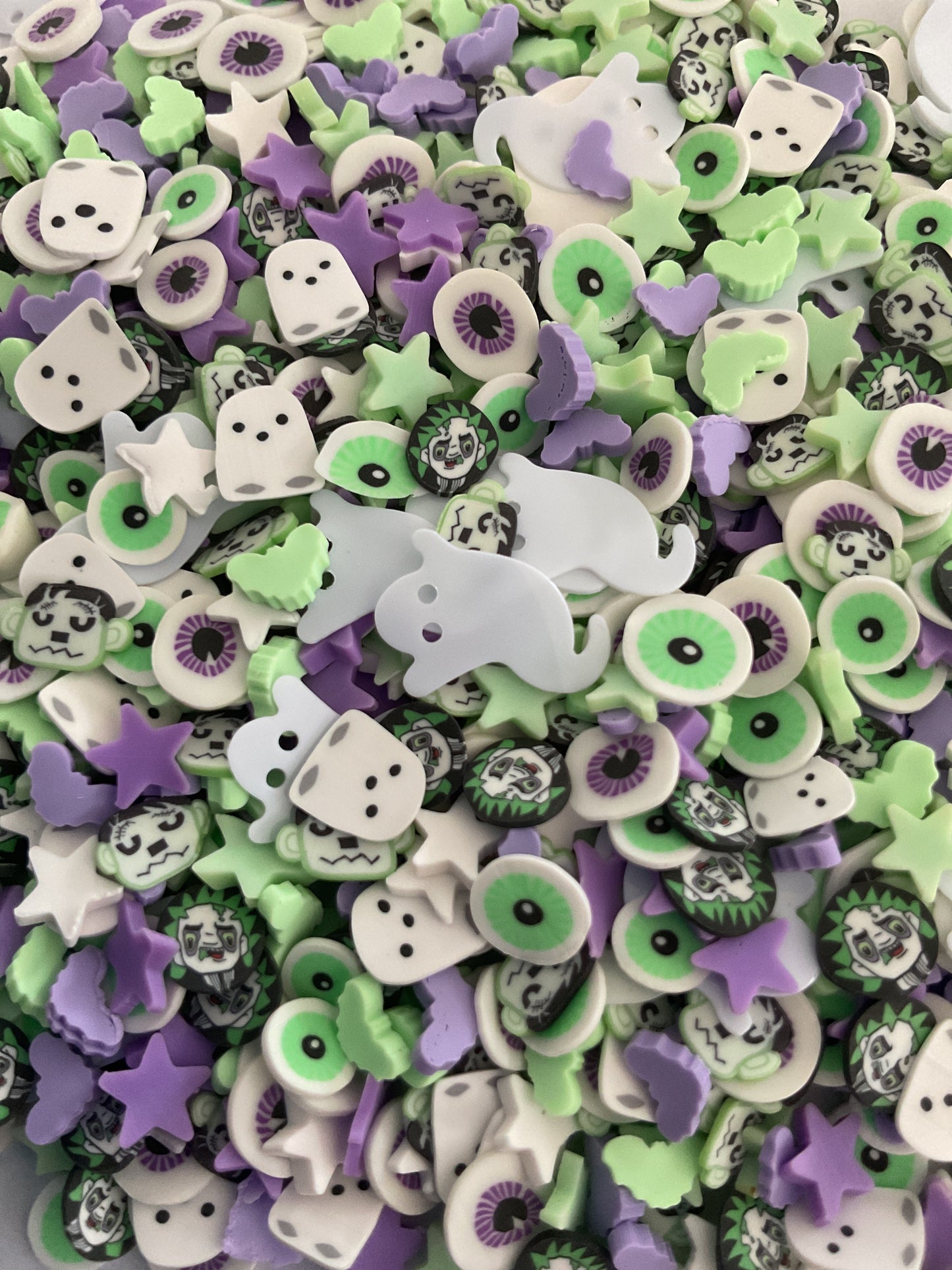 Green Purple White Spooky Clay Pieces