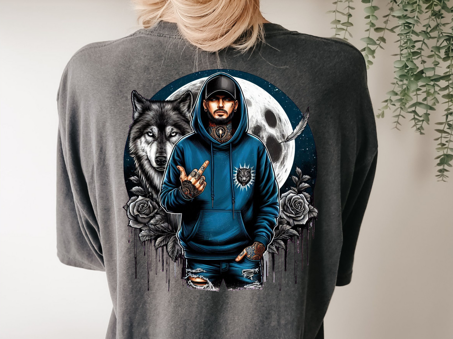 Man With Wolf - DTF Transfer- Back Design