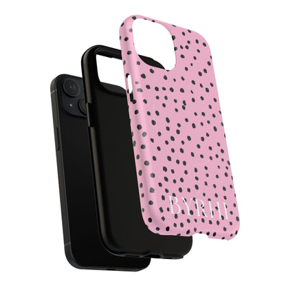 Pink Polka Dot Tough Phone Case | Stylish & Durable Protection