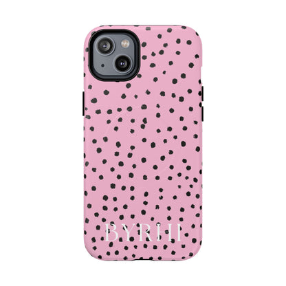 Pink Polka Dot Tough Phone Case | Stylish & Durable Protection