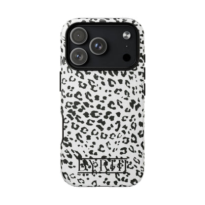 Black & White Leopard Print Tough Phone Case | Stylish & Durable Protection