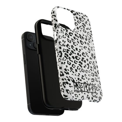 Black & White Leopard Print Tough Phone Case | Stylish & Durable Protection