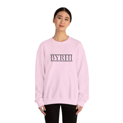 Cozy Unisex Crewneck Sweatshirt with BYRHI Design | Perfect Gift for Friends, Casual Wear, Everyday Comfort, Fall Layering, Holiday Apparel