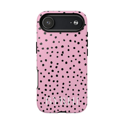 Pink Polka Dot Tough Phone Case | Stylish & Durable Protection