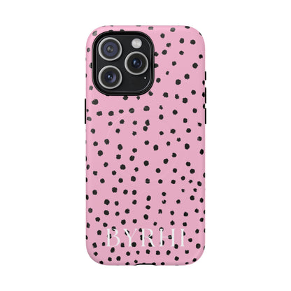 Pink Polka Dot Tough Phone Case | Stylish & Durable Protection