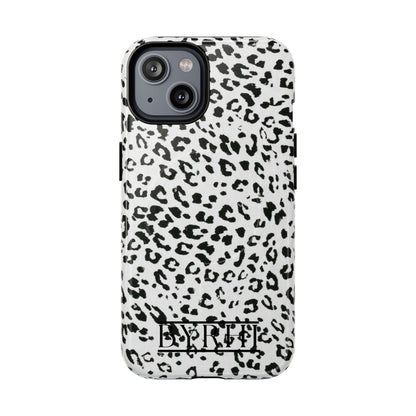 Black & White Leopard Print Tough Phone Case | Stylish & Durable Protection