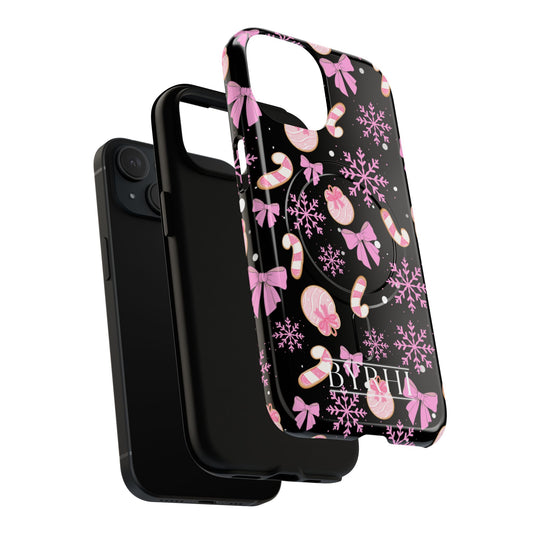 Christmas Pink & Black Tough Phone Case | Stylish & Durable Protection