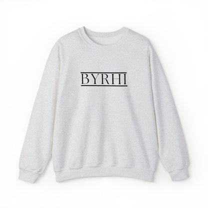 Cozy Unisex Crewneck Sweatshirt with BYRHI Design | Perfect Gift for Friends, Casual Wear, Everyday Comfort, Fall Layering, Holiday Apparel