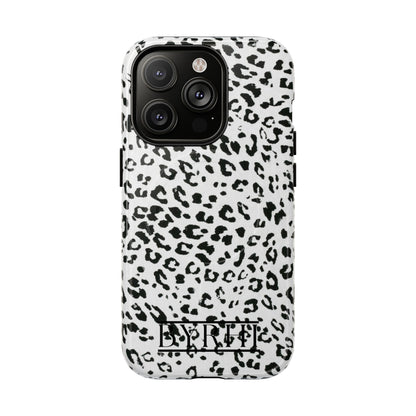 Black & White Leopard Print Tough Phone Case | Stylish & Durable Protection