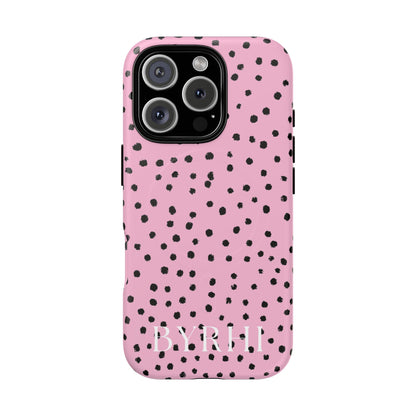 Pink Polka Dot Tough Phone Case | Stylish & Durable Protection