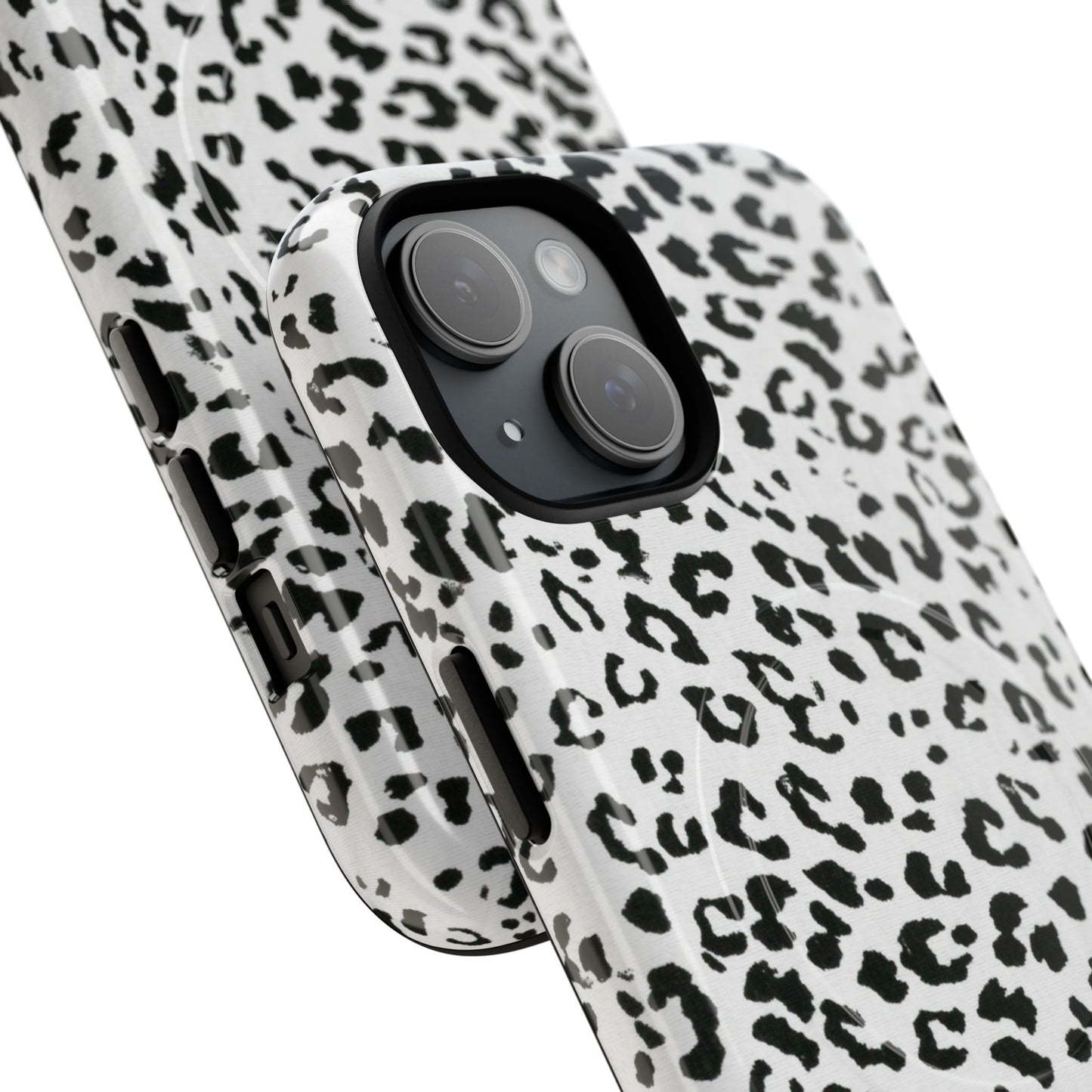 Black & White Leopard Print Tough Phone Case | Stylish & Durable Protection