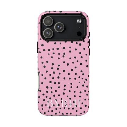 Pink Polka Dot Tough Phone Case | Stylish & Durable Protection