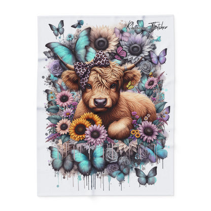 Floral Cow Arctic Fleece Throw Blanket - Cozy Decor for Farmhouse Lovers