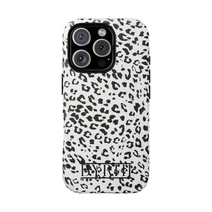 Black & White Leopard Print Tough Phone Case | Stylish & Durable Protection
