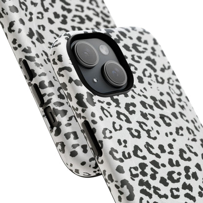 Black & White Leopard Print Tough Phone Case | Stylish & Durable Protection
