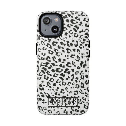Black & White Leopard Print Tough Phone Case | Stylish & Durable Protection