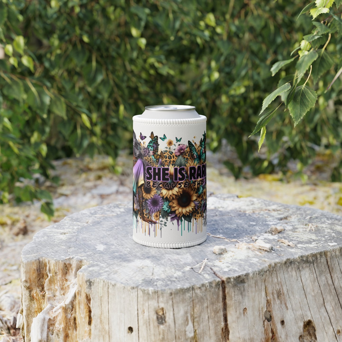 Pastel She Is Stronger Than The Storm Stubby Cooler - Stylish Drink Insulator with Butterfly Designs