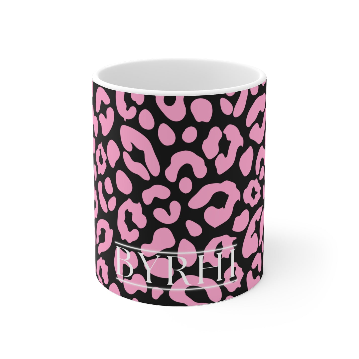 Pink Leopard Print Ceramic Coffee Mug —  11oz