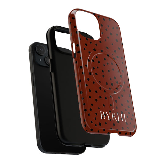 Maroon Polka Dot Tough Phone Case | Stylish & Durable Protection