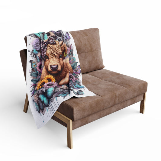 Floral Cow Arctic Fleece Throw Blanket - Cozy Decor for Farmhouse Lovers