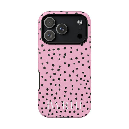 Pink Polka Dot Tough Phone Case | Stylish & Durable Protection