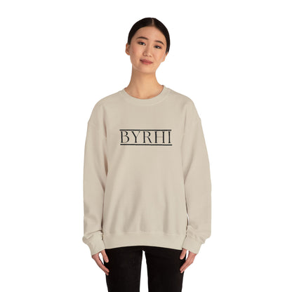 Cozy Unisex Crewneck Sweatshirt with BYRHI Design | Perfect Gift for Friends, Casual Wear, Everyday Comfort, Fall Layering, Holiday Apparel