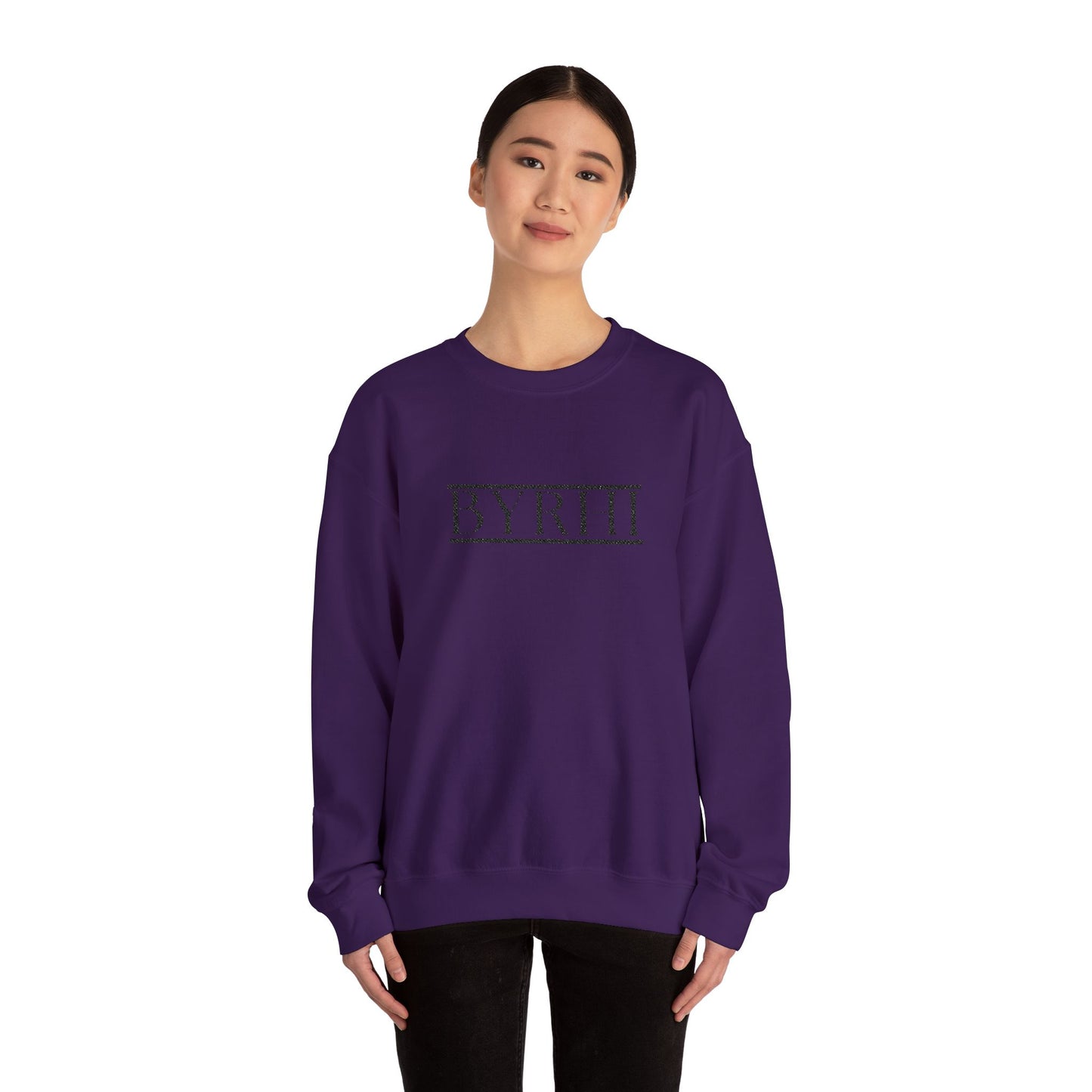 Cozy Unisex Crewneck Sweatshirt with BYRHI Design | Perfect Gift for Friends, Casual Wear, Everyday Comfort, Fall Layering, Holiday Apparel