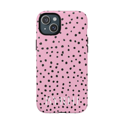 Pink Polka Dot Tough Phone Case | Stylish & Durable Protection