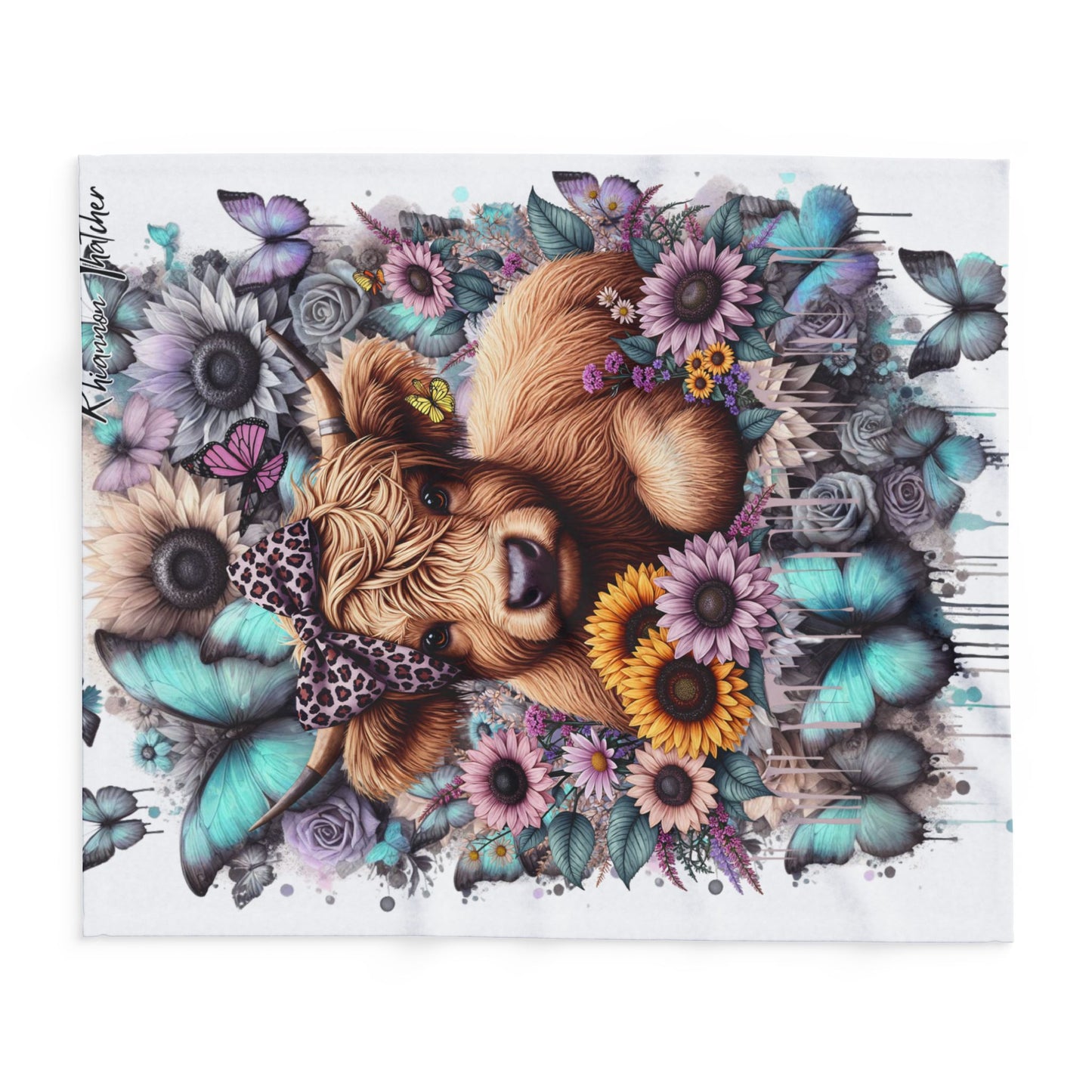 Floral Cow Arctic Fleece Throw Blanket - Cozy Decor for Farmhouse Lovers