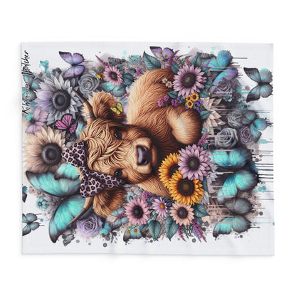 Floral Cow Arctic Fleece Throw Blanket - Cozy Decor for Farmhouse Lovers