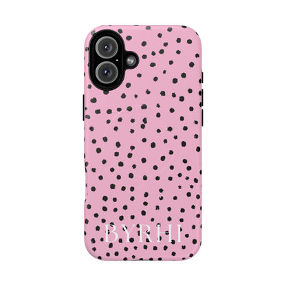 Pink Polka Dot Tough Phone Case | Stylish & Durable Protection
