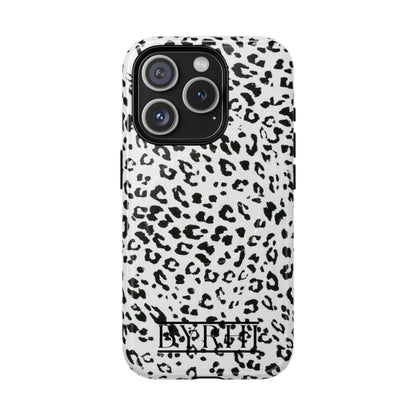 Black & White Leopard Print Tough Phone Case | Stylish & Durable Protection