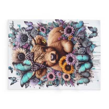 Floral Cow Arctic Fleece Throw Blanket - Cozy Decor for Farmhouse Lovers