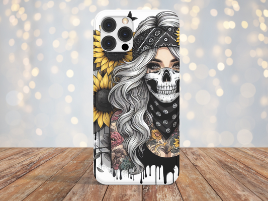 Tattoo Girl With Yellow Sunflower  - Phone Case