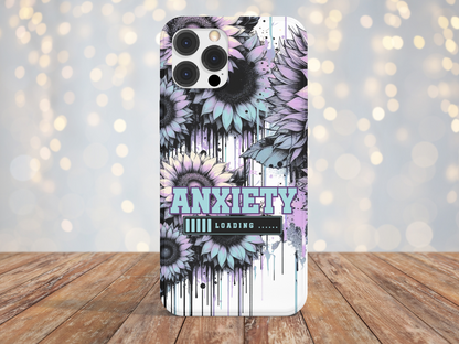 Anxiety Loading Purple Blue Dripping Flowers- Phone Case