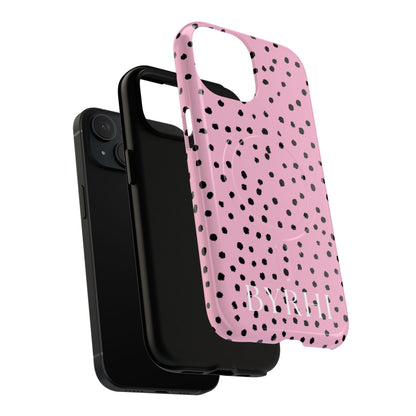 Pink Polka Dot Tough Phone Case | Stylish & Durable Protection