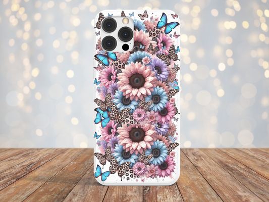 Sunflower & Butterfly Purple Teal Pink -Phone Case