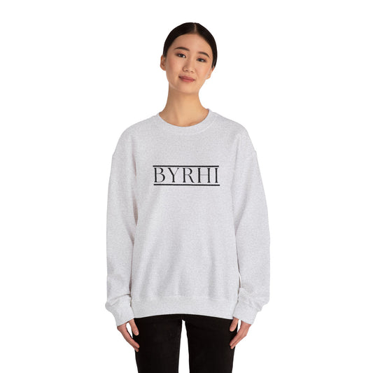 Cozy Unisex Crewneck Sweatshirt with BYRHI Design | Perfect Gift for Friends, Casual Wear, Everyday Comfort, Fall Layering, Holiday Apparel