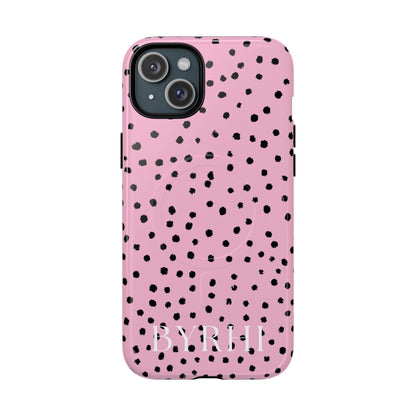 Pink Polka Dot Tough Phone Case | Stylish & Durable Protection