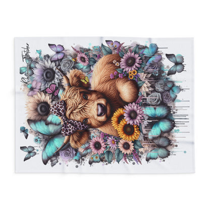 Floral Cow Arctic Fleece Throw Blanket - Cozy Decor for Farmhouse Lovers