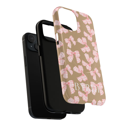 Pink Check Bows Print Tough Phone Case | Stylish & Durable Protection