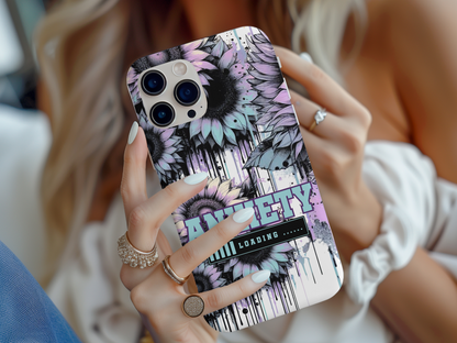 Anxiety Loading Purple Blue Dripping Flowers- Phone Case