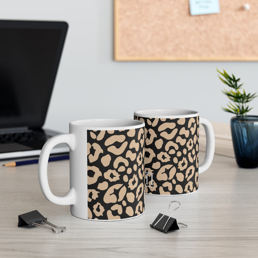 Brown Leopard Print Ceramic Coffee Mug —  11oz