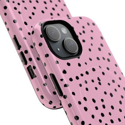 Pink Polka Dot Tough Phone Case | Stylish & Durable Protection