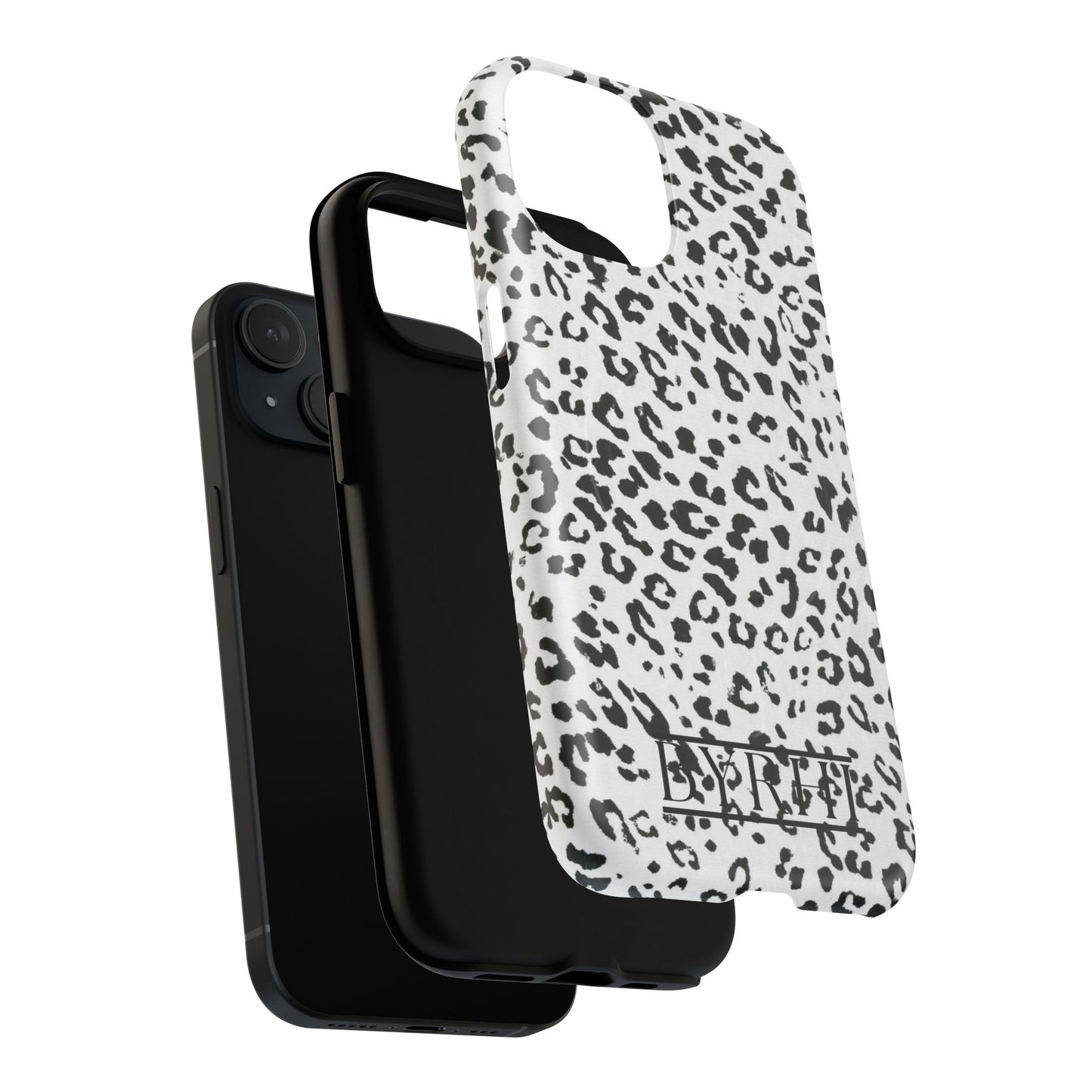 Black & White Leopard Print Tough Phone Case | Stylish & Durable Protection