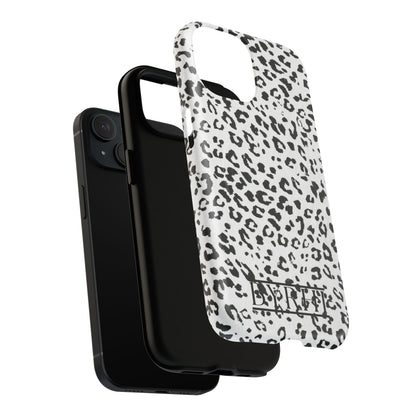 Black & White Leopard Print Tough Phone Case | Stylish & Durable Protection