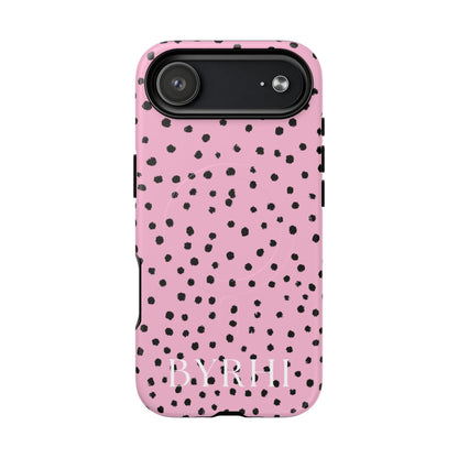 Pink Polka Dot Tough Phone Case | Stylish & Durable Protection