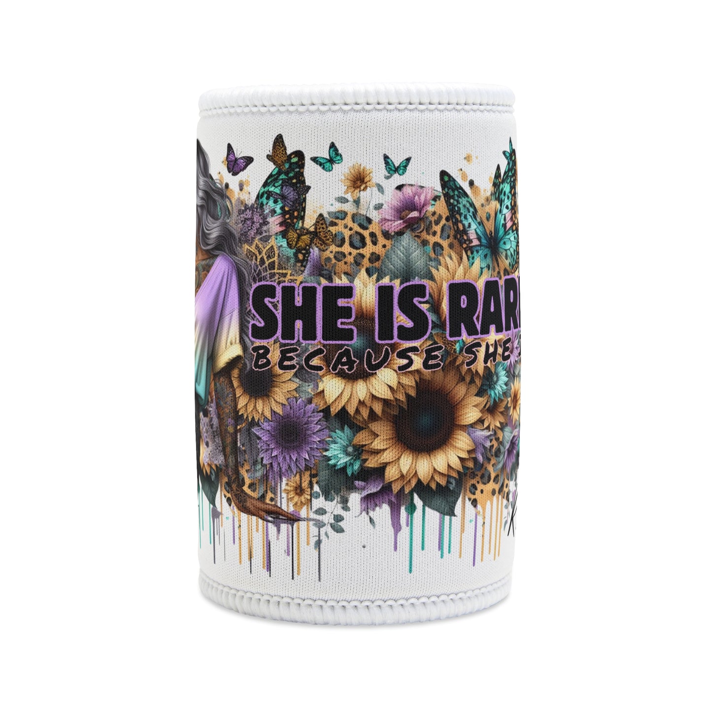 Pastel She Is Stronger Than The Storm Stubby Cooler - Stylish Drink Insulator with Butterfly Designs