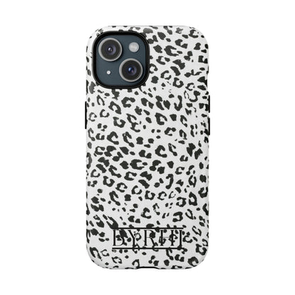 Black & White Leopard Print Tough Phone Case | Stylish & Durable Protection