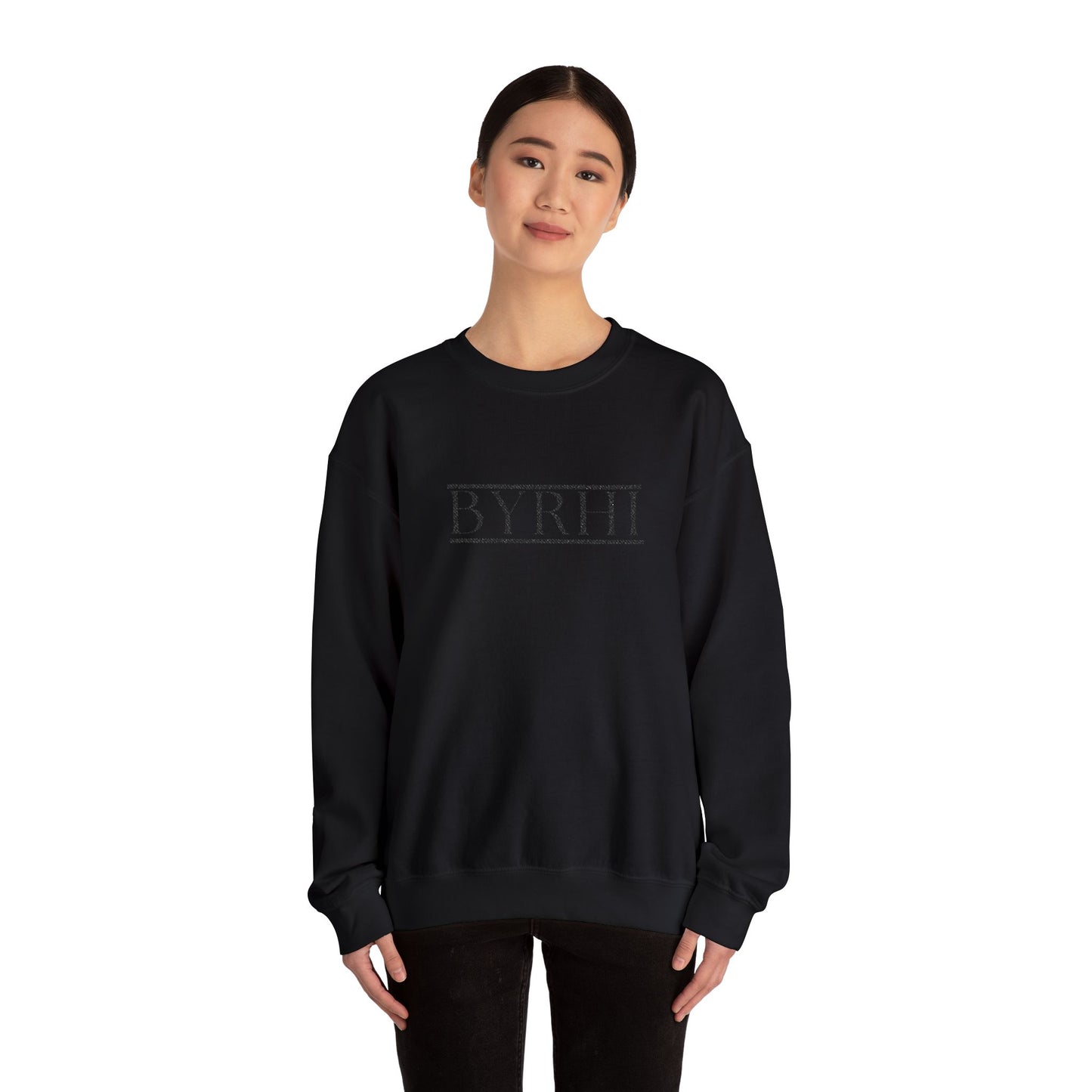 Cozy Unisex Crewneck Sweatshirt with BYRHI Design | Perfect Gift for Friends, Casual Wear, Everyday Comfort, Fall Layering, Holiday Apparel